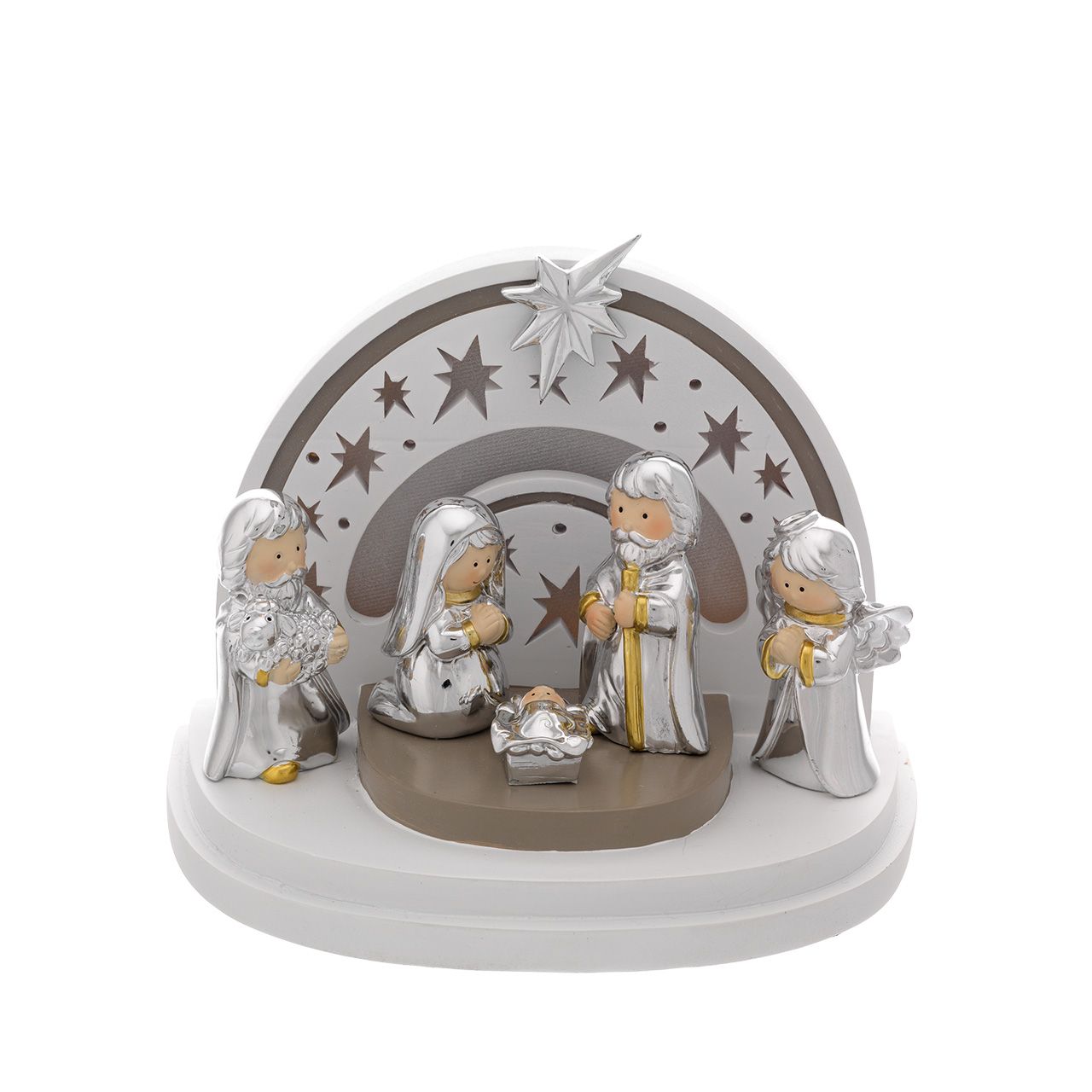 CAPANNA 12*18*15 CON PARETE LED + PRESEPE EUROPEO 5 PZI (3 pzi +
